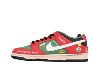 Nike SB Dunk Low Racing Red Green Anniversary Skate Shoes