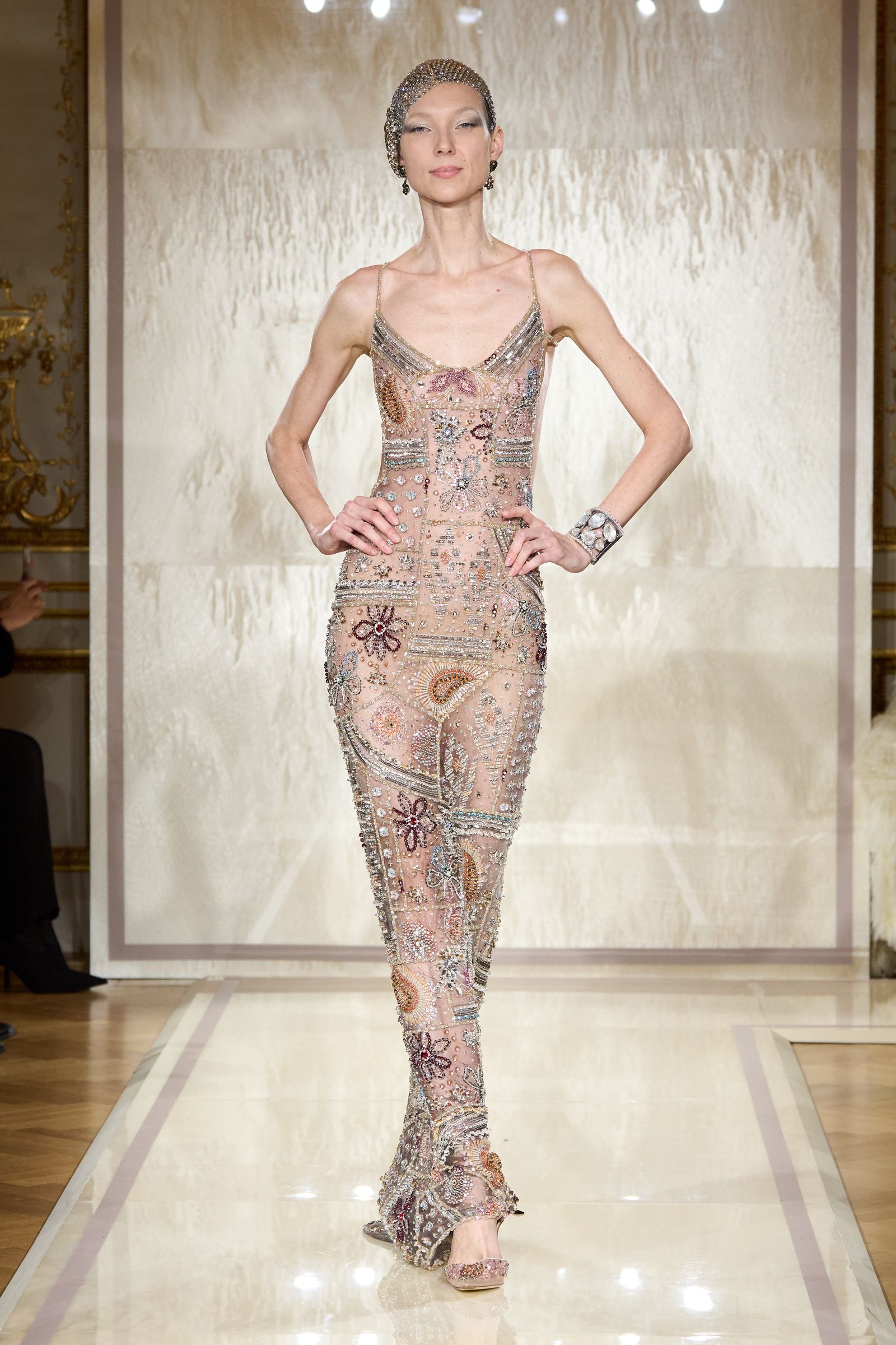 Image may contain John Newman Clothing Dress Evening Dress Formal Wear Fashion Adult Person Footwear and High Heel