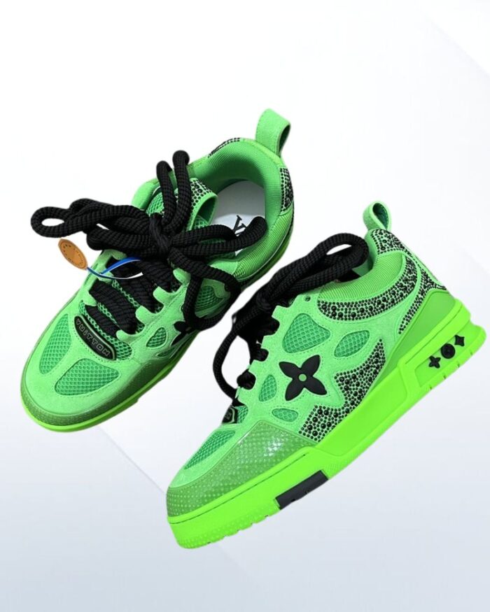 Louis Vuitton LV Skate sneakers green mesh nubuck double laces padded collar monogram