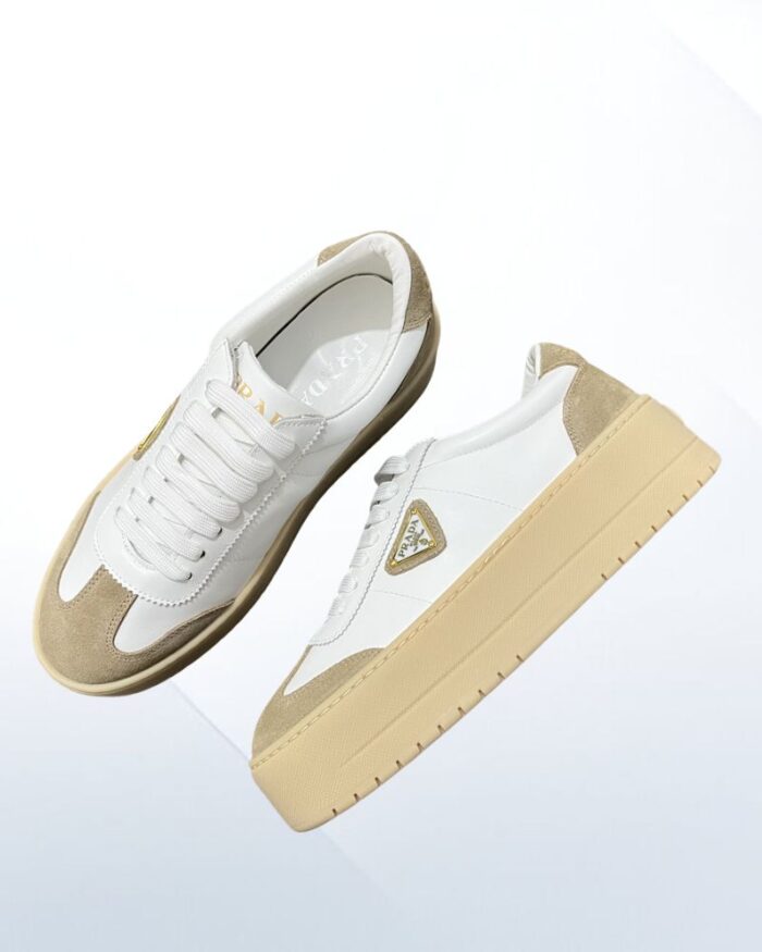 Prada Downtown Bold Sneakers in Nappa Leather & Suede