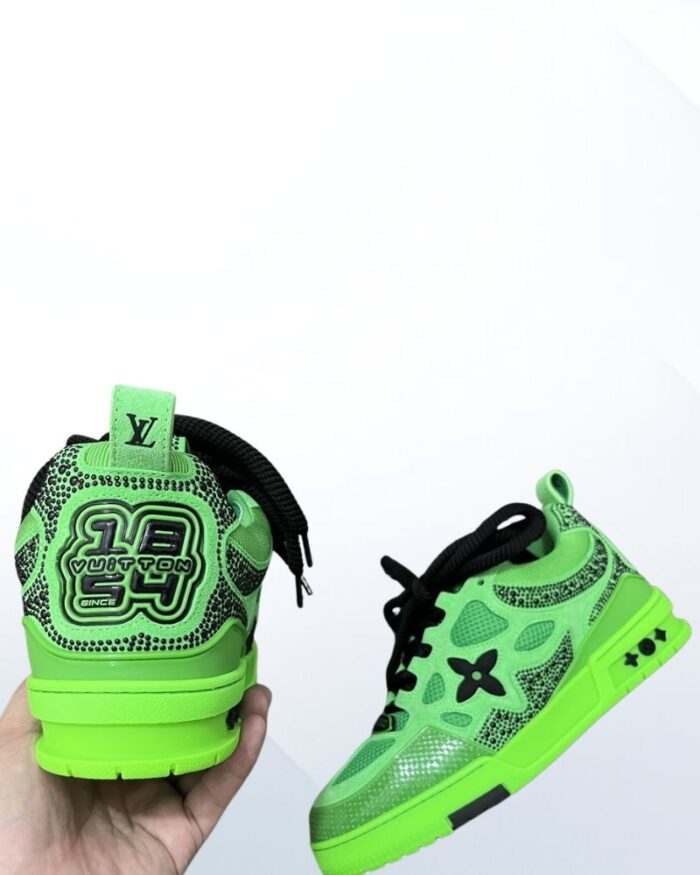 Louis Vuitton LV Skate sneakers green mesh nubuck double laces padded collar monogram