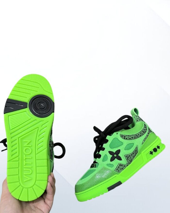 Louis Vuitton LV Skate sneakers green mesh nubuck double laces padded collar monogram