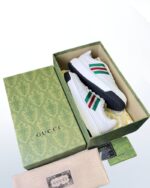 Gucci sneakers white leather with green red web stripes luxury low-top design
