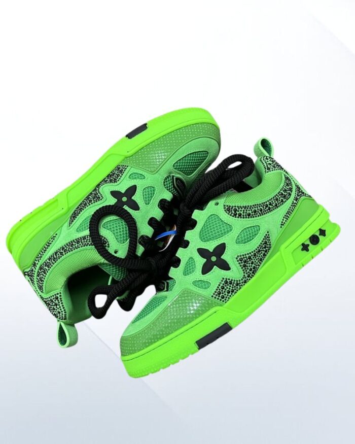 Louis Vuitton LV Skate sneakers green mesh nubuck double laces padded collar monogram