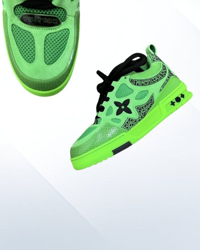 Louis Vuitton LV Skate sneakers green mesh nubuck double laces padded collar monogram