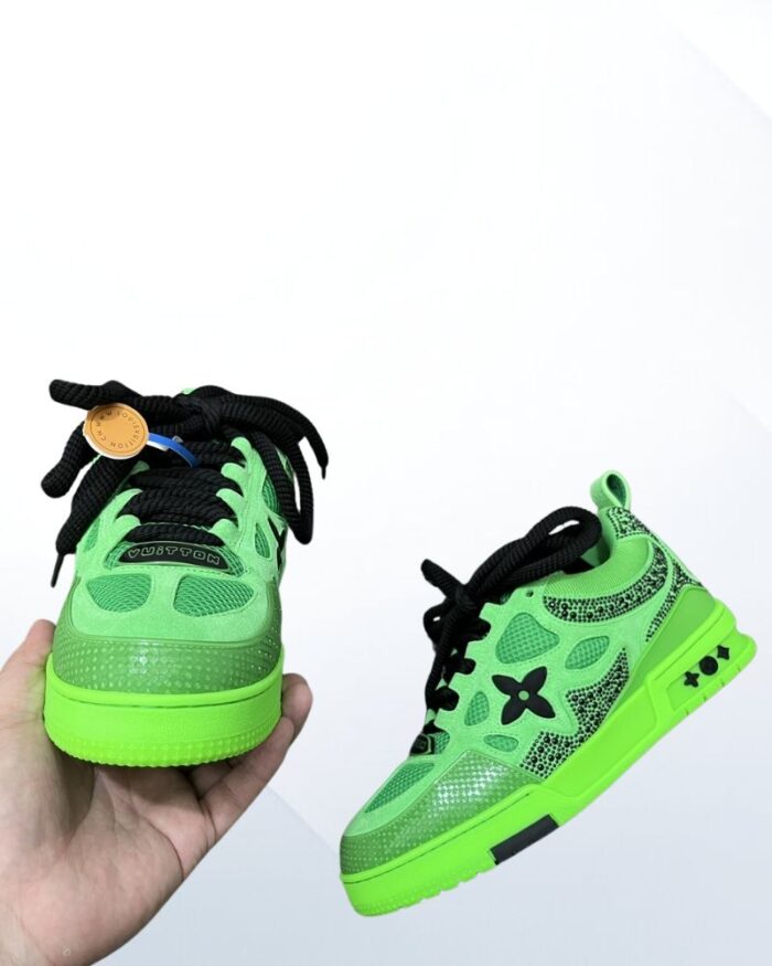 Louis Vuitton LV Skate sneakers green mesh nubuck double laces padded collar monogram