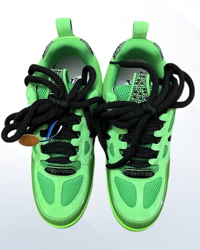 Louis Vuitton LV Skate sneakers green mesh nubuck double laces padded collar monogram