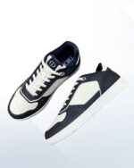 Dior B27 Sneaker in navy and white grained calfskin with Dior Oblique embossed leather