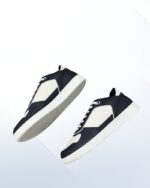 Dior B27 Sneaker in navy and white grained calfskin with Dior Oblique embossed leather