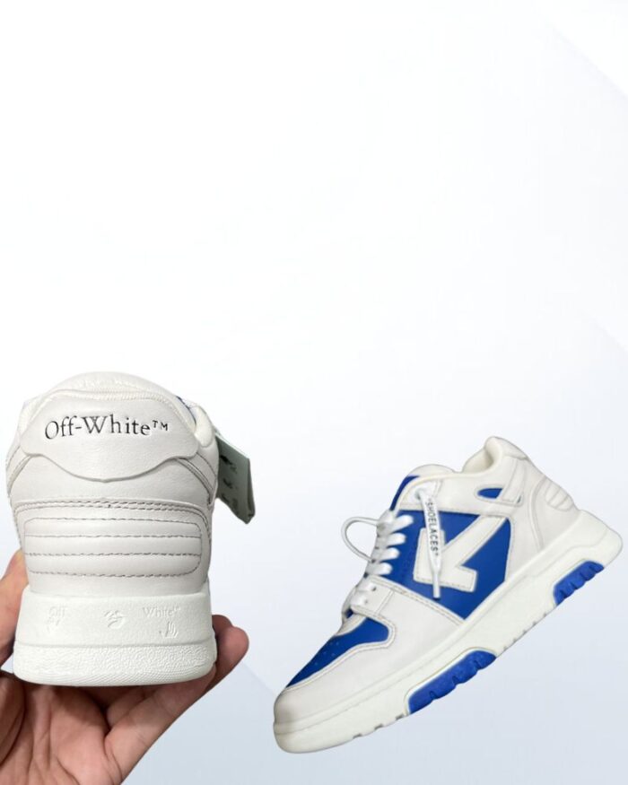 Off White Out of Office Sneaker in leather with arrow logo and zip tie detail