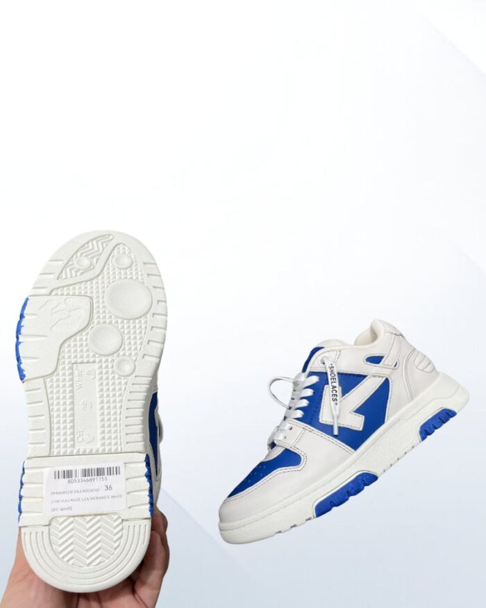 Off White Out of Office Sneaker in leather with arrow logo and zip tie detail