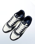Dior B27 Sneaker in navy and white grained calfskin with Dior Oblique embossed leather