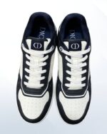 Dior B27 Sneaker in navy and white grained calfskin with Dior Oblique embossed leather