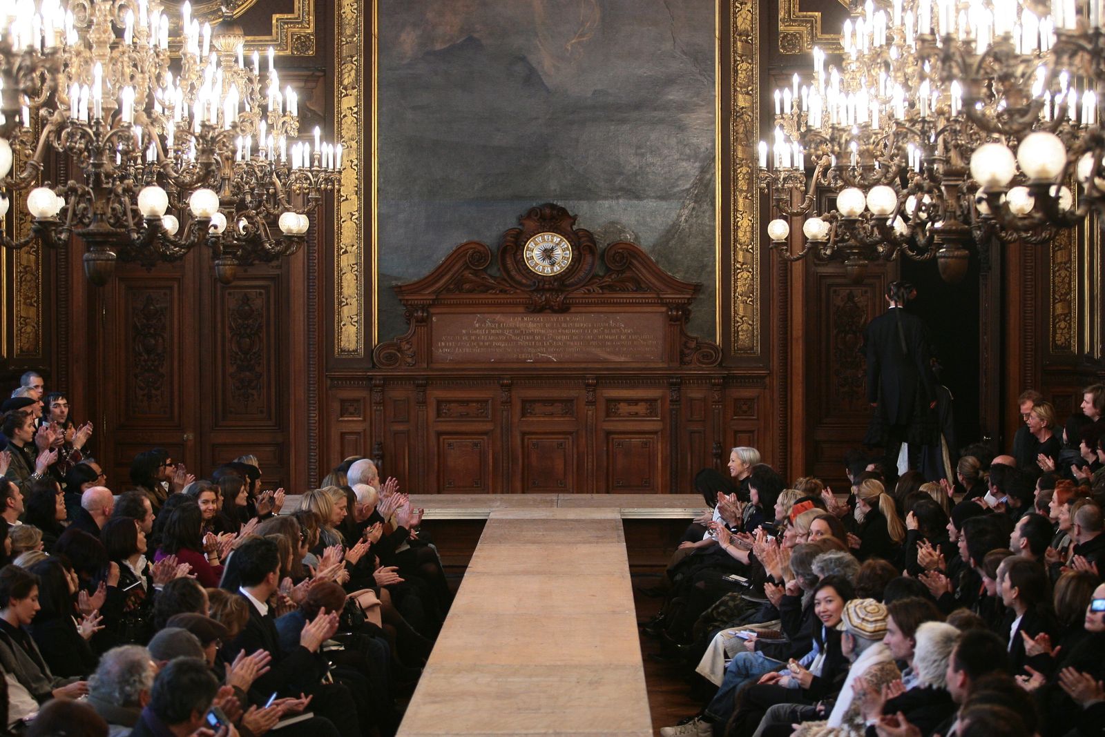 The Sorbonne glitteringly lit with chandeliers was the setting for the show.