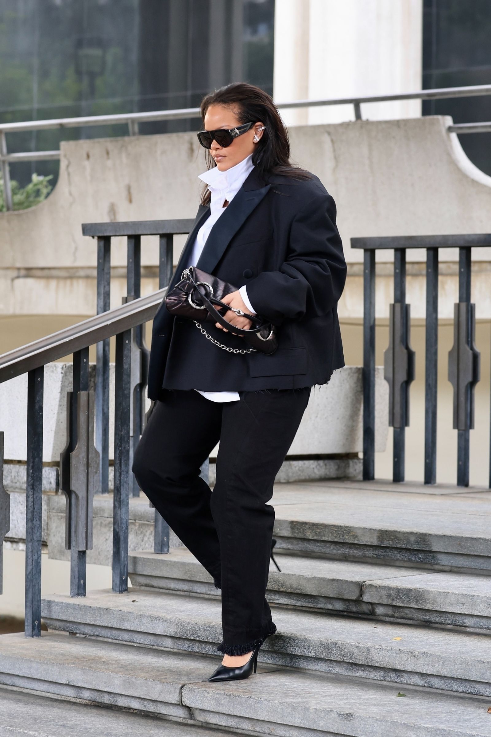 EXCLUSIVE Rihanna is fashionably stylish as she visits the LA DPH Vital Records Office after welcoming daughter with...